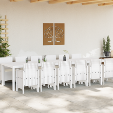 vidaXL Have Spisebord Sæt 13 pcs Hvid 12-sæders Polyrattan Havemøbelsæt