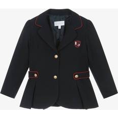 Solid Colours Blazers Children's Clothing Patachou Girls Navy Blue Blazer With Varsity Style Logo