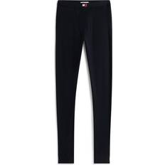 Blåa - Bomull Leggings Tommy Hilfiger Full Length Ribbed Logo Leggings - Navy Blue