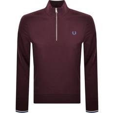 Fred Perry Herre Sweatere Fred Perry Half Zip Sweatshirt - Burgundy