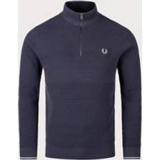 Fred Perry Breathable Jumpers Fred Perry Waffle Stitch Quarter Zip Jumper - Navy