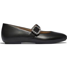 Fitflop Ballerinasko Fitflop Delicato Leather Crystal Buckle - Black