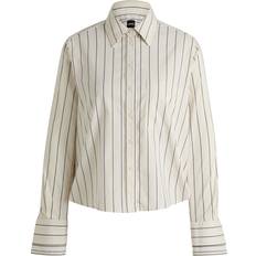 Dame Bluser BOSS Skjorte Med Regular Fit I Stribet Bomuld