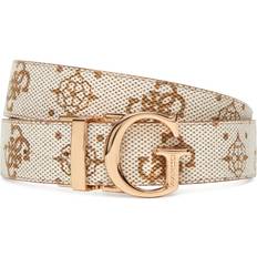 Cotton - Women Belts Guess Neda 4G Peony Logo Belt - White