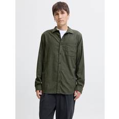 Jack & Jones Grøn Skjorter Jack & Jones Jjeclassic Melange Shirt L S Noos Mand Rosin Rosin