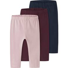 Blåa - Ekologiska Strumpbyxor & Stay-ups Name It Leggings 3-Pack Polerad Lilac Fig Nav - Mörkblå/Bär/Pastelllila