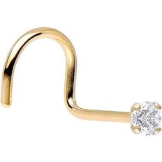 14k Piercings Kikidex Solid 14K Gold Nose Screw - Genuine Diamond