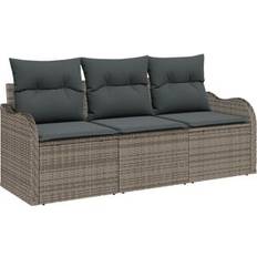 vidaXL 3 Piece Garden Set with Cushions Grey Modular Sofa