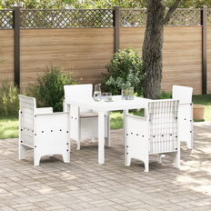 Synthetic Rattan - White Patio Dining Sets vidaXL Garden 5 Pcs White Rattan Patio Dining Set