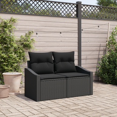 vidaXL 2-Seater Garden Black Poly Rattan Outdoor Sofa