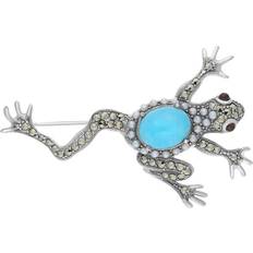 Turquoise Brooches C W Sellors Marcasite Large Frog Brooch - Sterling Silver