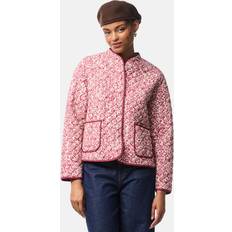 Blomstrede Overtøj Pieces Pcrikke Quilted Jacket Damejakke - Pitaya/Mørk Pink/Hvid