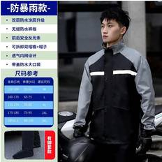 Adult Rain Clothes PlayMc Motorcycle Raincoat Full Body Electric Bike Suit - Black Gray