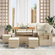 vidaXL Havesofa Sæt 9 Pcs Beige Polyrattan Loungesæt