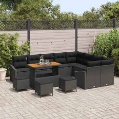 VidaXL Plast Modulsofaer vidaXL Havesofa Sæt Med Pude 13 Pcs Sort Modulsofa