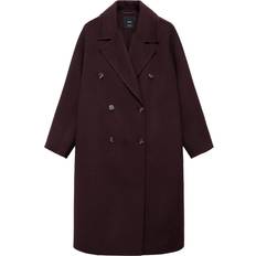 Mango Handmade Oversized Wool Coat Wine -