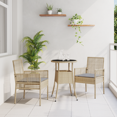 Beige Matgrupper Utemöbler vidaXL 3 Delars Utegrupp i Beige Poly Rattan Matgrupp