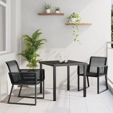 Konstrotting - Svarta Matgrupper vidaXL 3-Delars Trädgårds Matbord Set Svart Poly Rattan Matgrupp