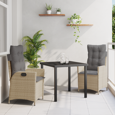 Beige - Plast Havemøbelsæt vidaXL Have Spisebordssæt 3 Pcs Beige Polyrattan Havemøbelsæt
