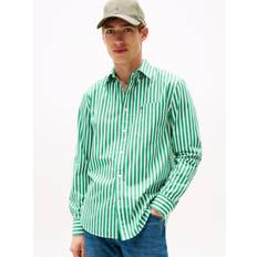 Tommy Hilfiger Grøn Skjorter Tommy Hilfiger Flex Poplin Bold Stripe Shirt - Green