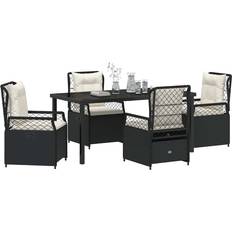 vidaXL Have Spisebordssæt 5 Pcs Sort Polyrattan Havemøbelsæt, 1 borde inkl. 4 stole