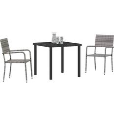 Polyrattan Havemøbelsæt Havemøbler vidaXL 3-Delt Havemøbel Sæt Grå Poly Rattan Havemøbelsæt, 1 borde inkl. 2 stole
