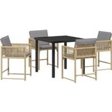 vidaXL Have Spisebordssæt 5 Pcs Beige Polyrattan Havemøbelsæt, borde inkl. 4 stole