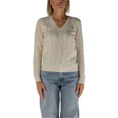 Polo Ralph Lauren Dam Kläder Polo Ralph Lauren Kimberly V-ringad Kimberly Tröja - Kräm/Marinblå