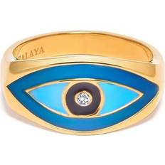 Nialaya Ringar Nialaya Men's Large Evil Eye Ring - Guld