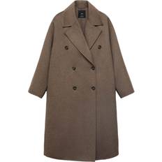 Mango Outerwear Mango Handmade Oversized Wool Coat Medium Brown