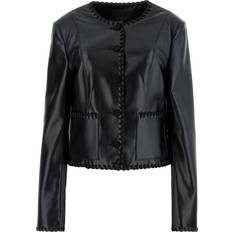 Faux Saffiano Leather Jacket - Black