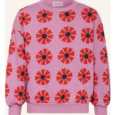 Girls Lilac Pink Cotton Sweatshirt With Flower Pattern