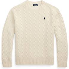 Polo Ralph Lauren Wool Jumpers Polo Ralph Lauren Embroidered Cable-knit Wool Cashmere Blend Sweater - Cream
