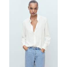 Mango Fluid Longsleeved Blouse Kvinde Natural White
