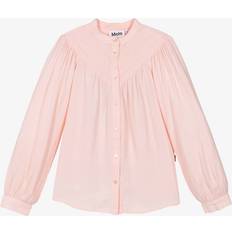 Molo Blusar & Tunikor Molo Pink Pintuck Long Sleeve Collarless Blouse