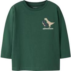 Grøn Bluser & Tunikaer Børnetøj Name It Nathan Box Garden Topiary Shirt - Sand/Navy/Grøn/Hvid