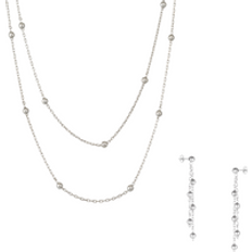 Smyckesset Spero London Sterling Silver Multi Bead Drop Earrings Double Layer Necklace Set