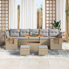 Förvaringsutrymme Loungeset vidaXL Trädgårdsoffset 10 pcs Beige 90 x 55 x 71 cm Loungeset