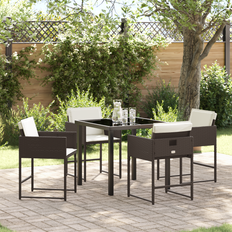 Bruna - Konstrotting Matgrupper vidaXL Trädgårdsmöbelset Med Kudde 5 Pcs Brun Poly Rattan Matgrupp