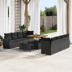 vidaXL Havesofa Sæt Med Opbevaring 11 Pcs Sort Modulsofa