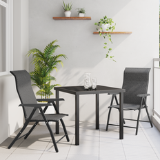 Synthetic Rattan Patio Dining Sets vidaXL 3 Piece Garden Grey Poly Rattan Patio Dining Set, 1 Table incl. 2 Chairs