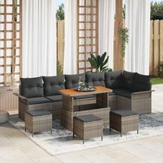 vidaXL Havesofa Sæt 10 pcs Grå Polyrattan 4 Stykke Loungesæt