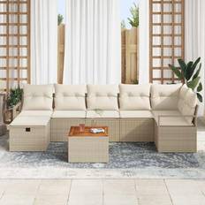 Udendørs opbevaring vidaXL Havesofa Sæt Med Pude Med Opbevaring 8 Pcs Beige Loungesæt
