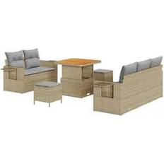 vidaXL Trädgårdsoffset 8 Pcs Beige Konstrotting Loungeset