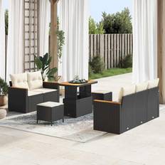 Metal Loungesæt vidaXL Havesofa Sæt Med Pude 8 Pcs Sort Loungesæt