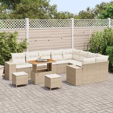 vidaXL Havesofa Sæt Højdejusterbar 12 Pcs Beige Loungesæt