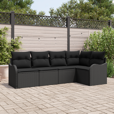 Plaster - Svarta Loungeset vidaXL 5-Delars Trädgårdsoffset Med Kuddar 5 Pcs Svart Polyrotting Loungeset
