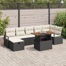 vidaXL 8 Piece Garden Set Black Poly Rattan Modular Sofa
