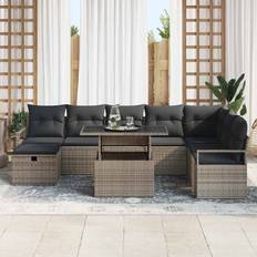 vidaXL 9-Delars Soffgrupp Med Kuddar 9 Pcs Grå Loungeset
