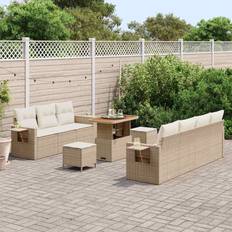 vidaXL Havesofa Sæt 10 Pcs Beige Polyrattan Loungesæt